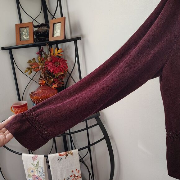 LIZ CLAIBORNE Cotton Purple Cardigan XL Women's V-Neck Long Sleeve Sweater - Picture 4 of 6